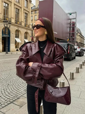 LINA | STYLISH LEATHER AUTUMN COAT