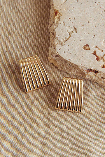 Geometric Striped Parker Gold Earrings