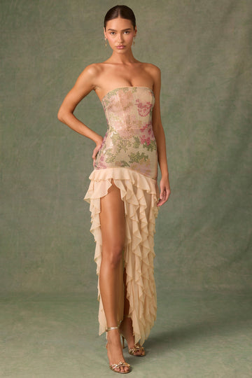 Rose Ruffle Maxi Dress
