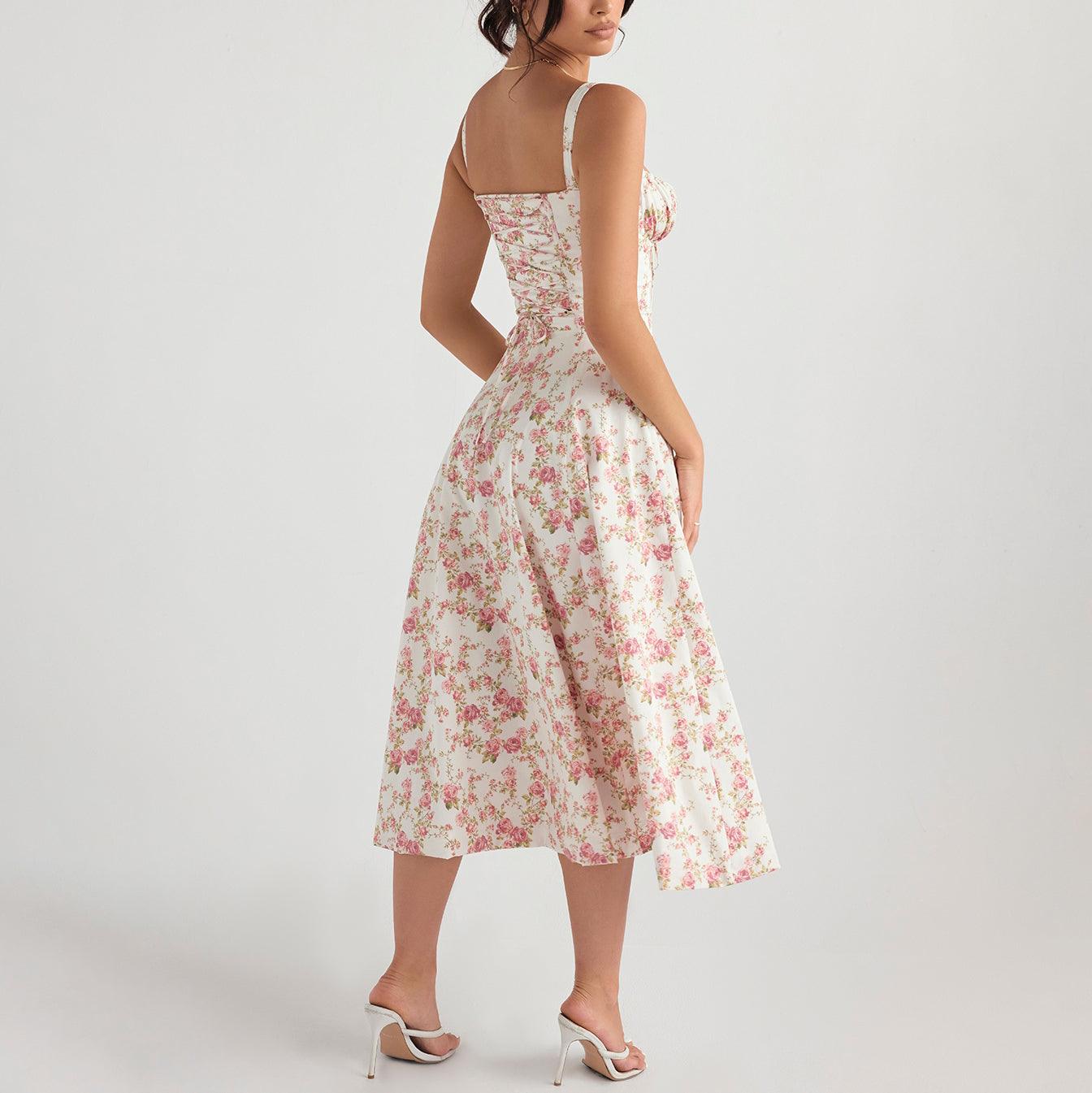 Floral Bustier Waist Dress