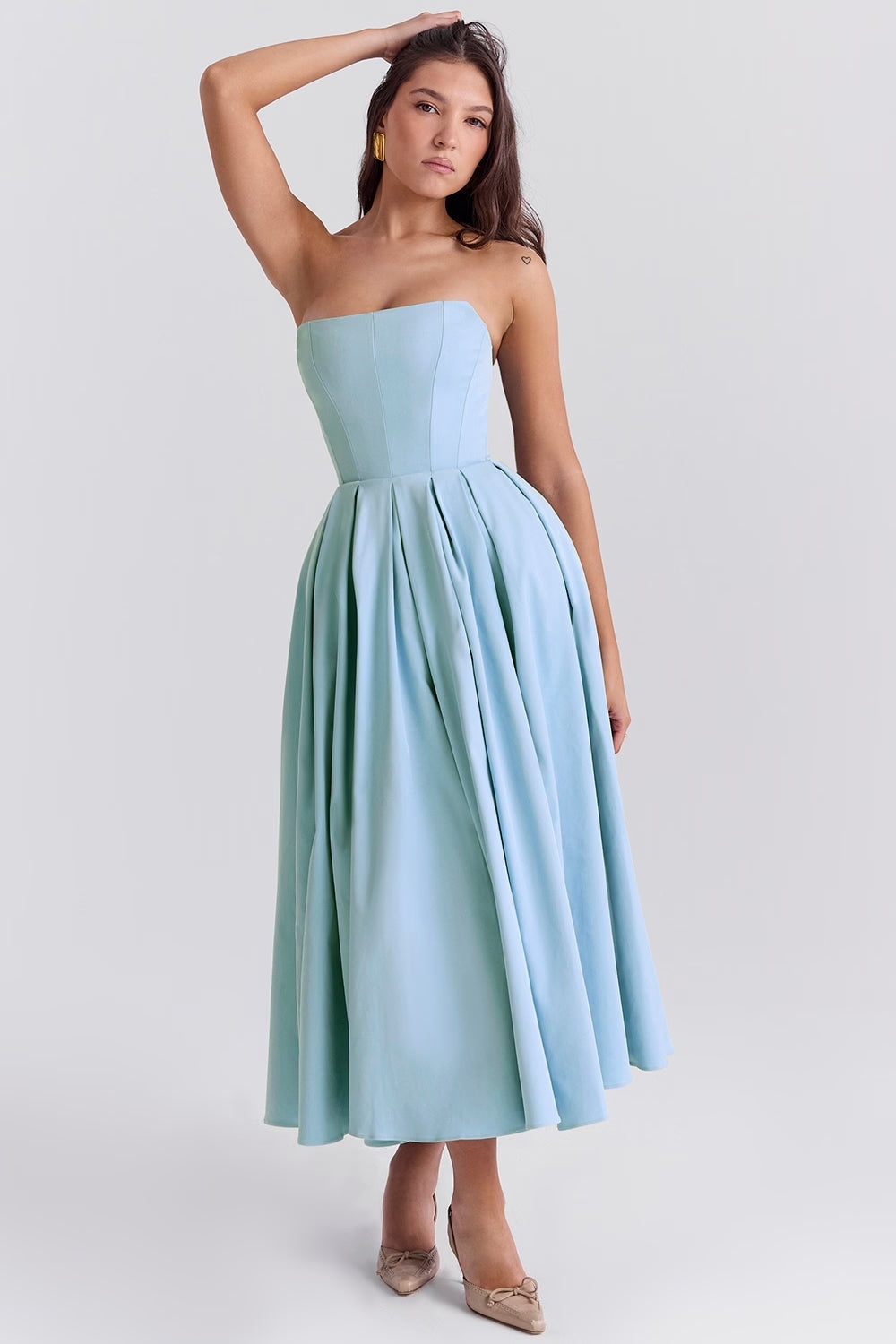 Audrey Strapless Midi Dress