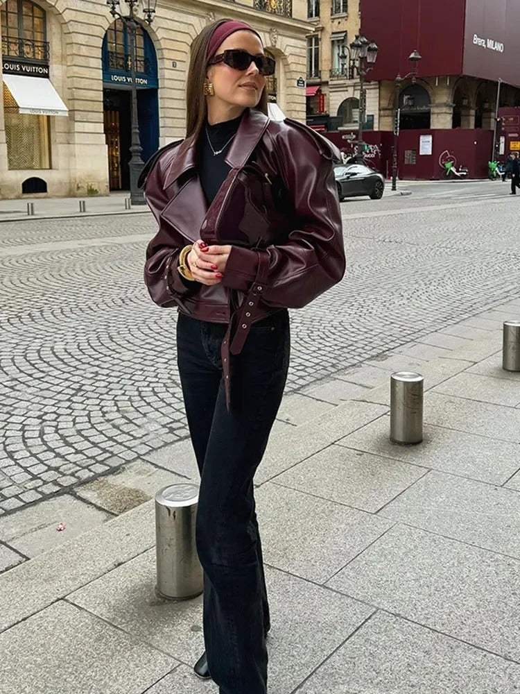 LINA | STYLISH LEATHER AUTUMN COAT