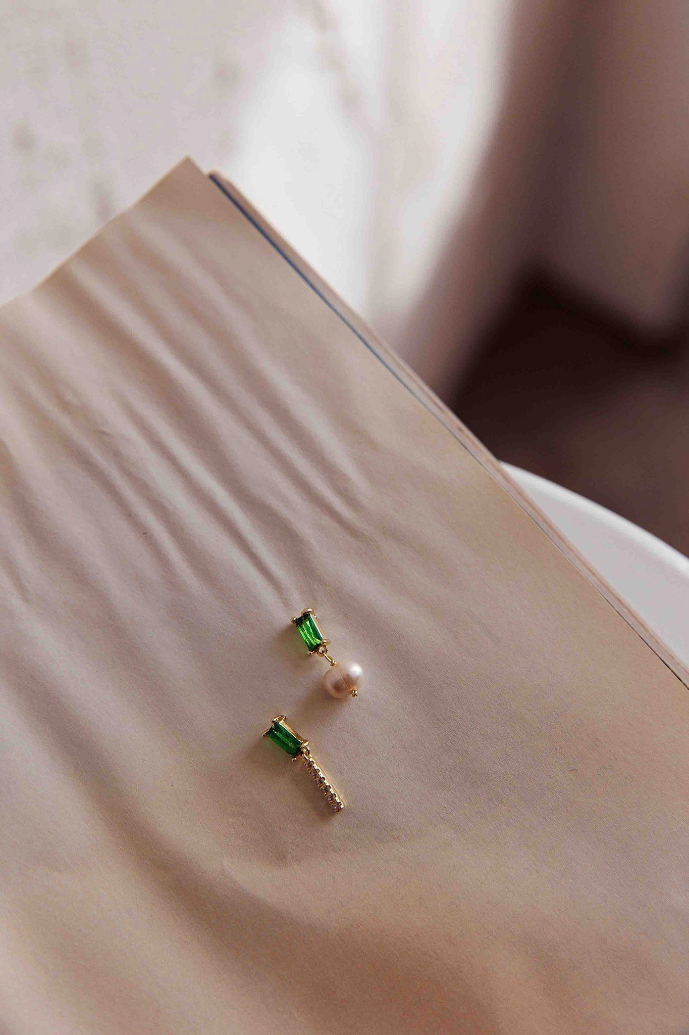 Gold Gem and Irish Pearl Earrings