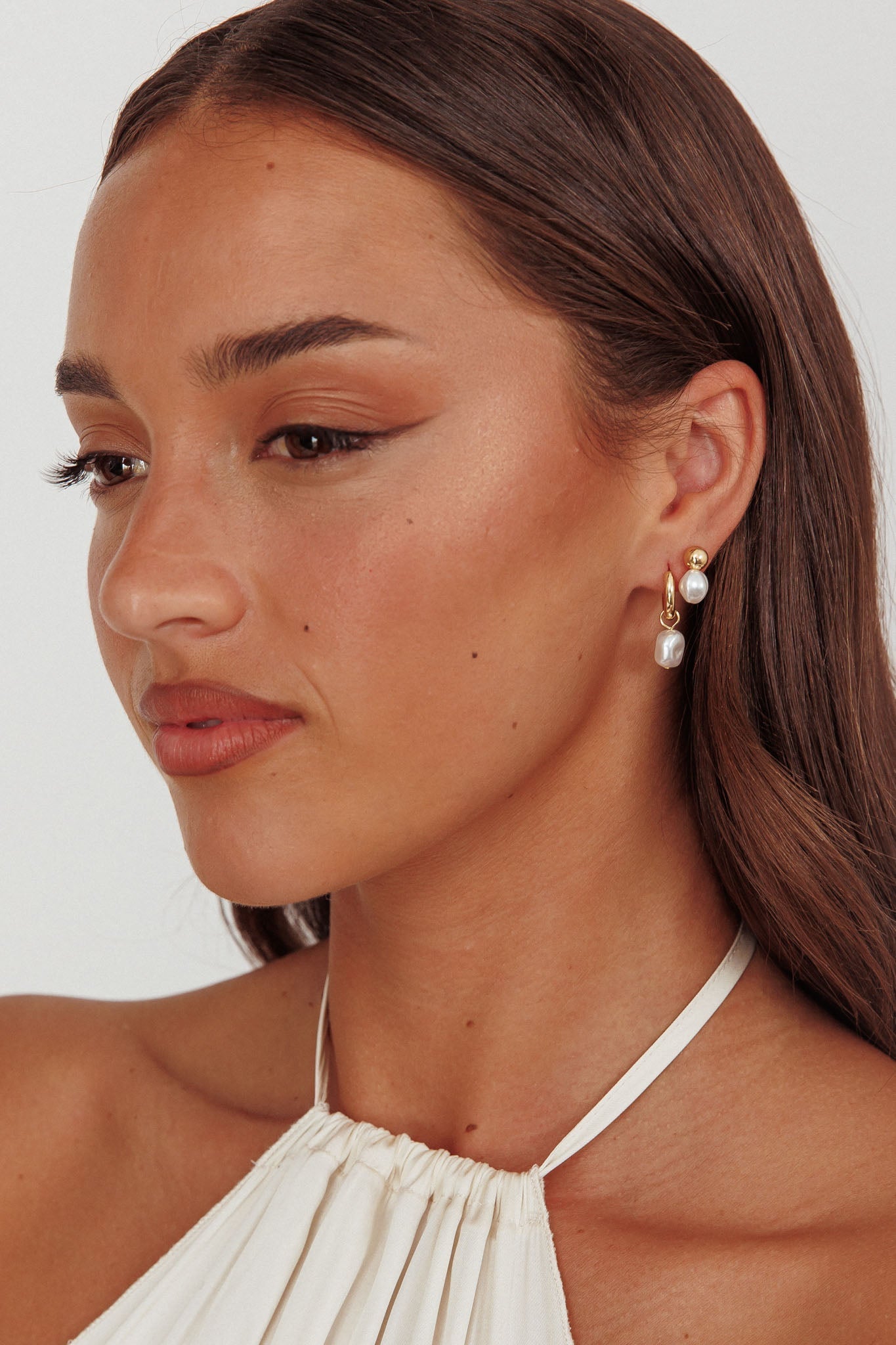 Isadore Gold and Pearl Earring Set