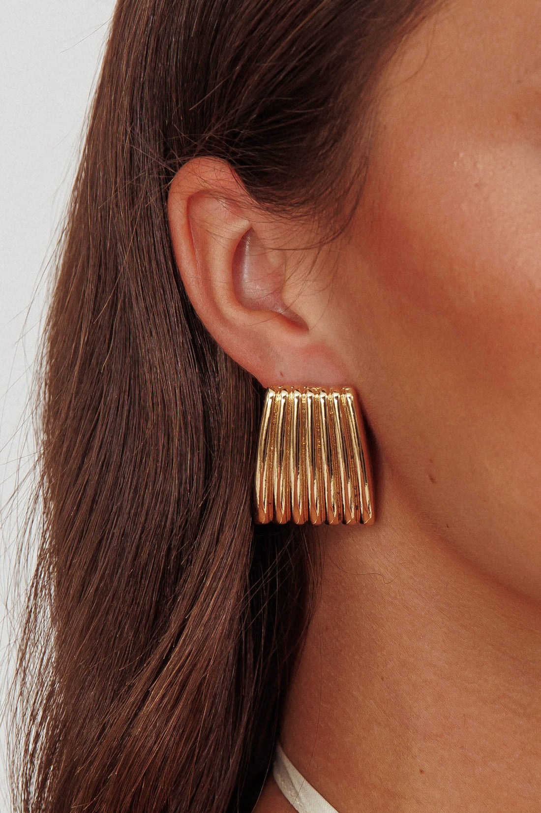 Geometric Striped Parker Gold Earrings