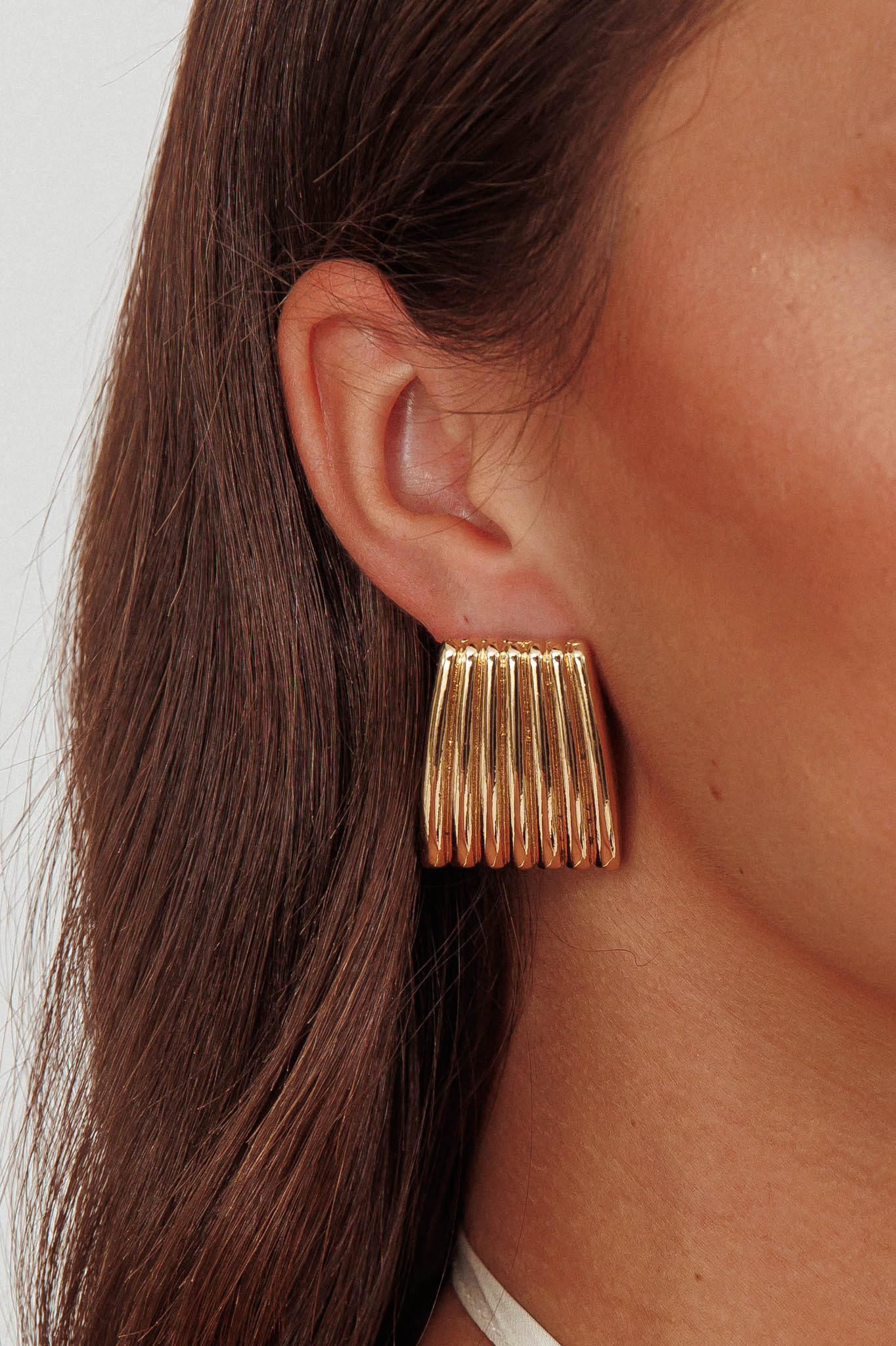 Geometric Striped Parker Gold Earrings