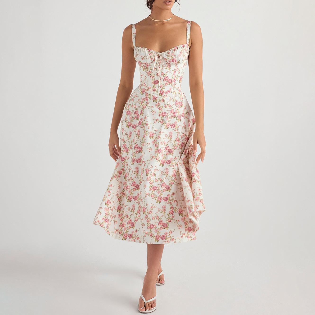 Floral Bustier Waist Dress
