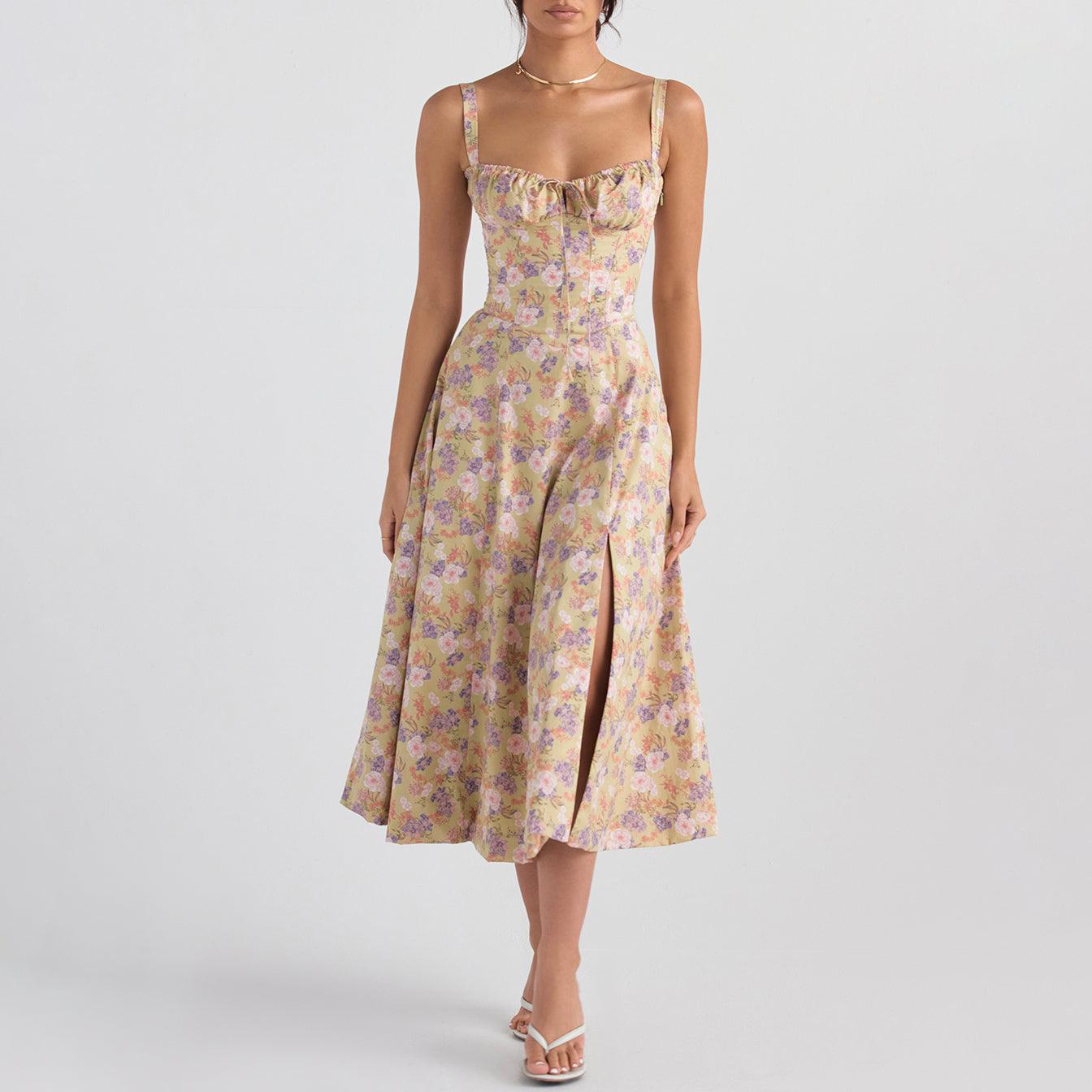 Floral Bustier Waist Dress