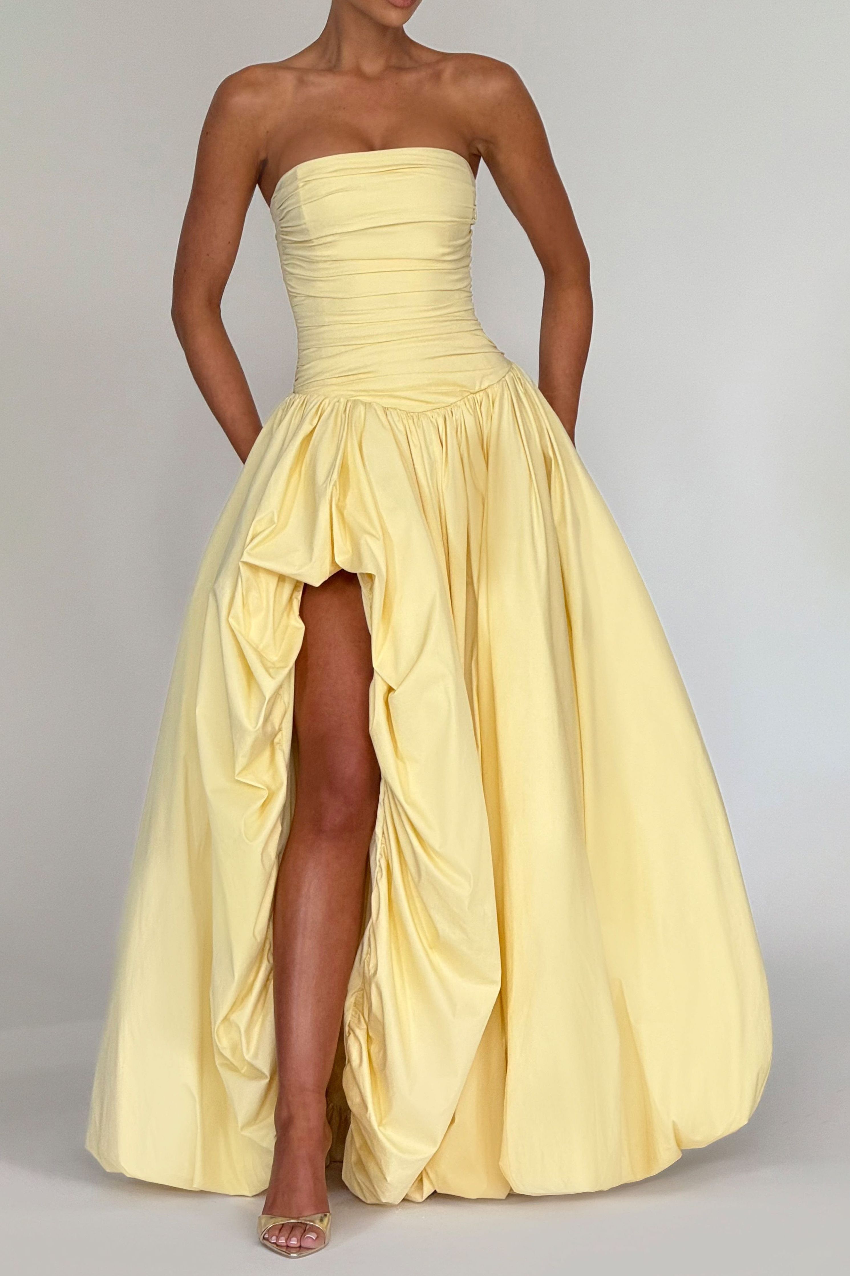 Jillian - Satin Ruffle Maxi Dress