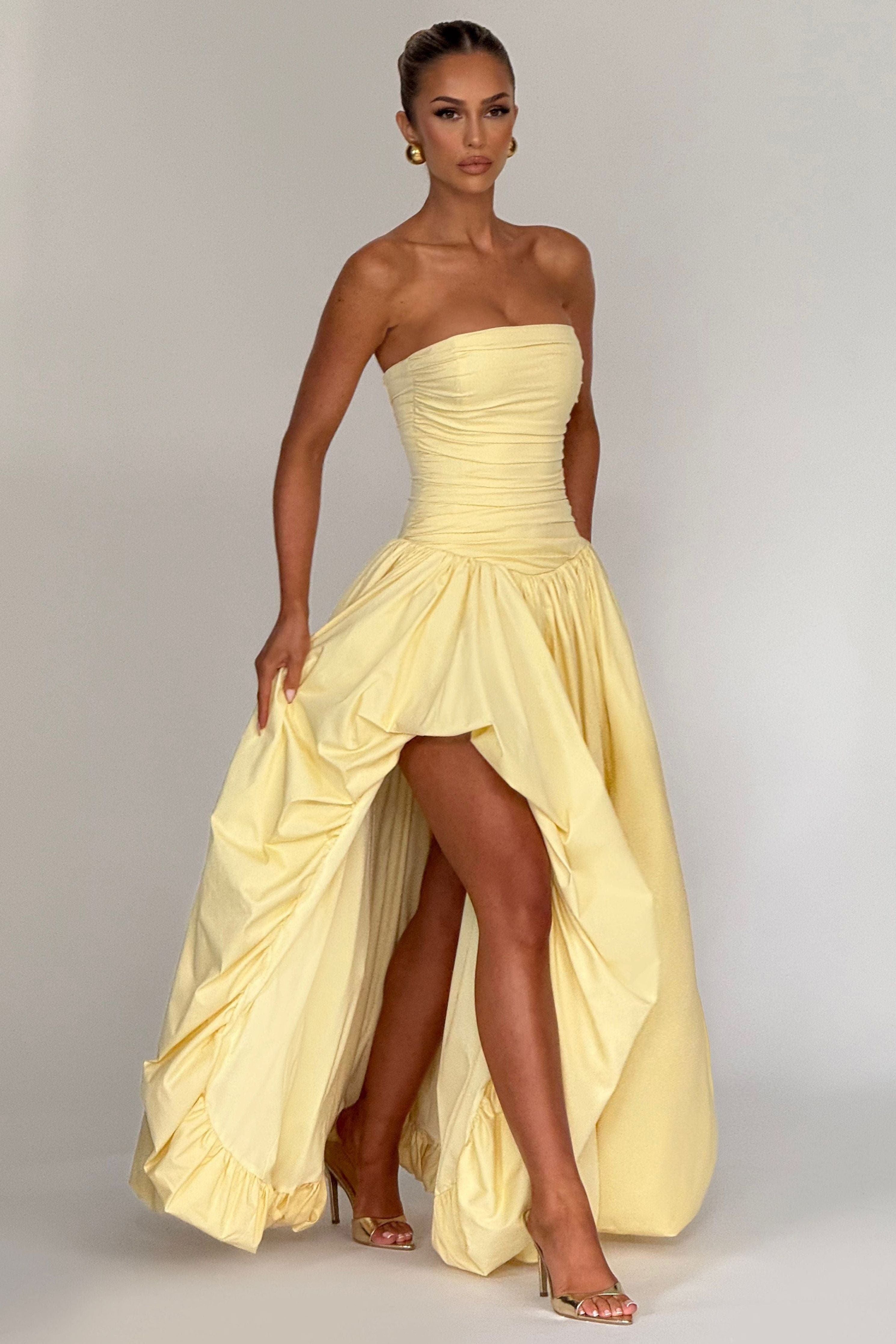 Jillian - Satin Ruffle Maxi Dress