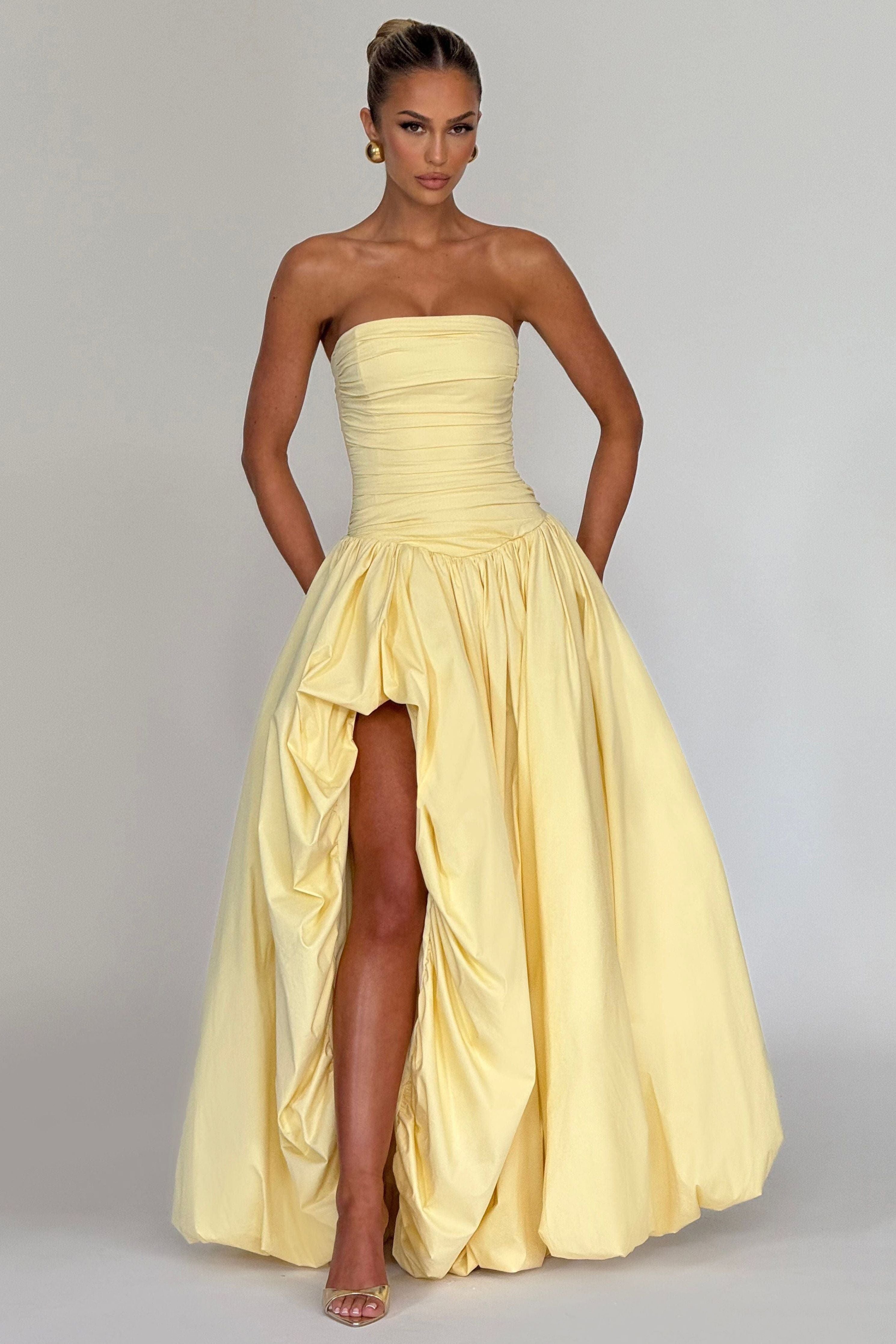 Jillian - Satin Ruffle Maxi Dress