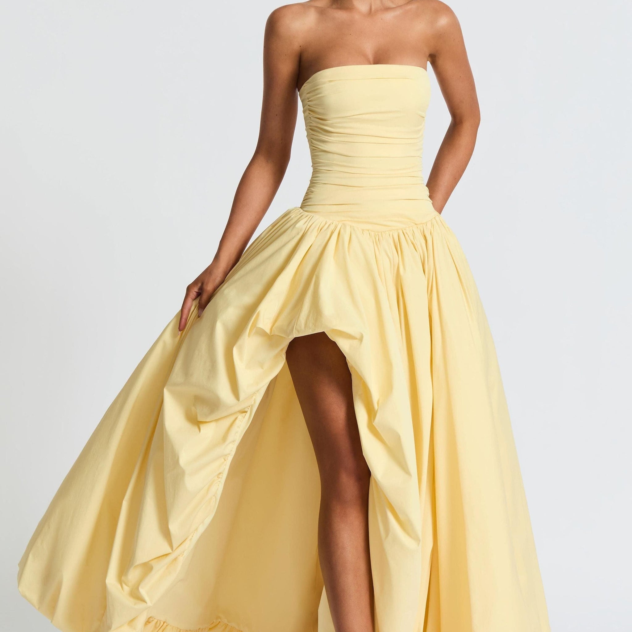 Jillian - Satin Ruffle Maxi Dress