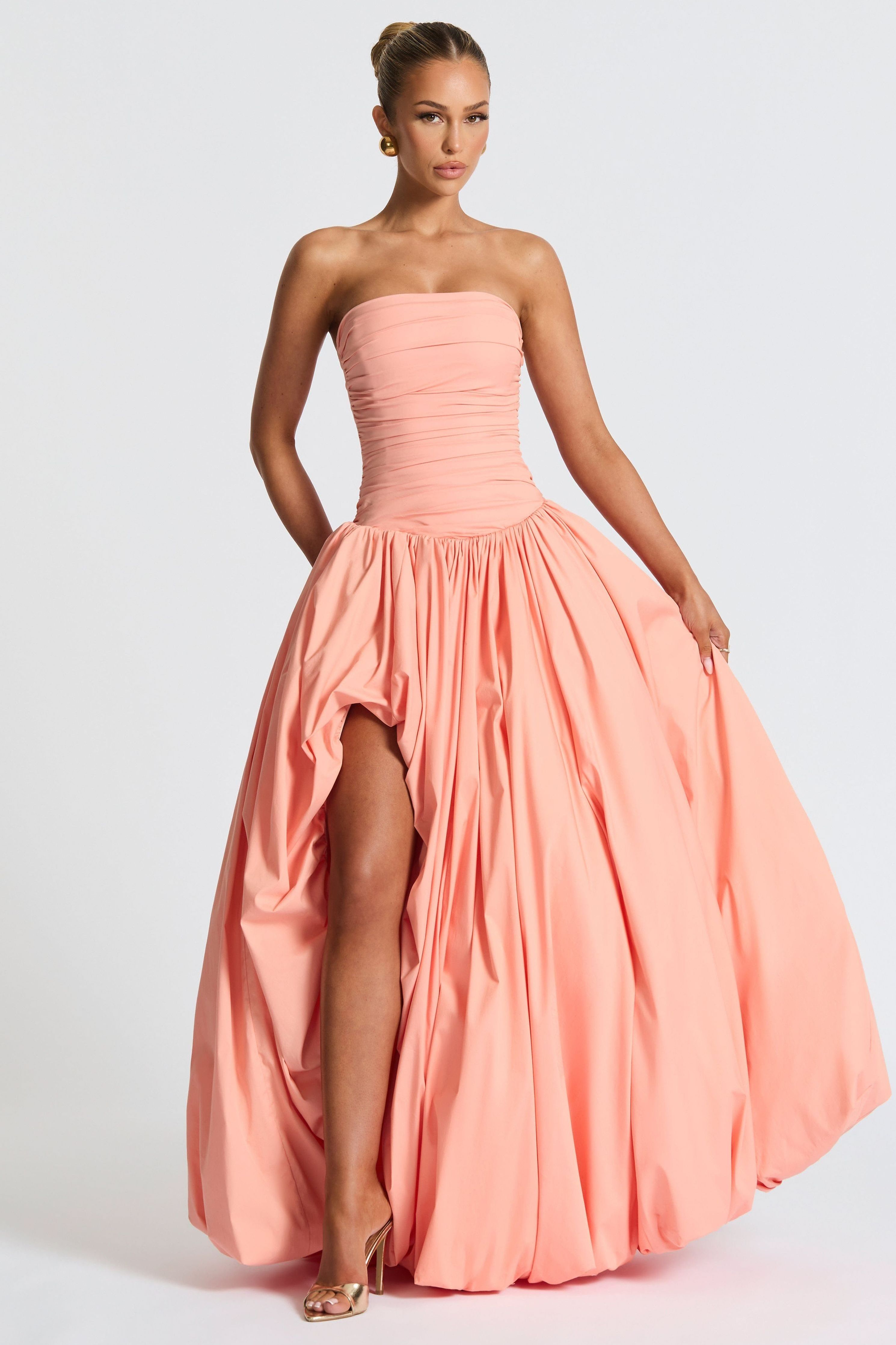Jillian - Satin Ruffle Maxi Dress