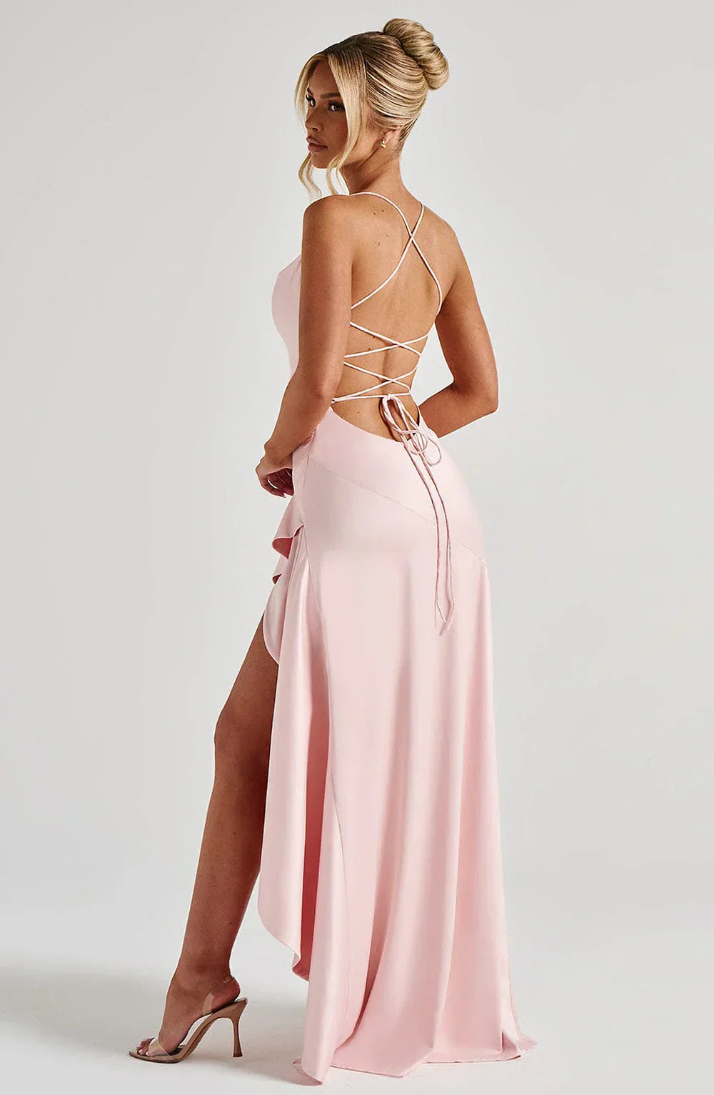 Ceres - Satin Ruffle Maxi Dress